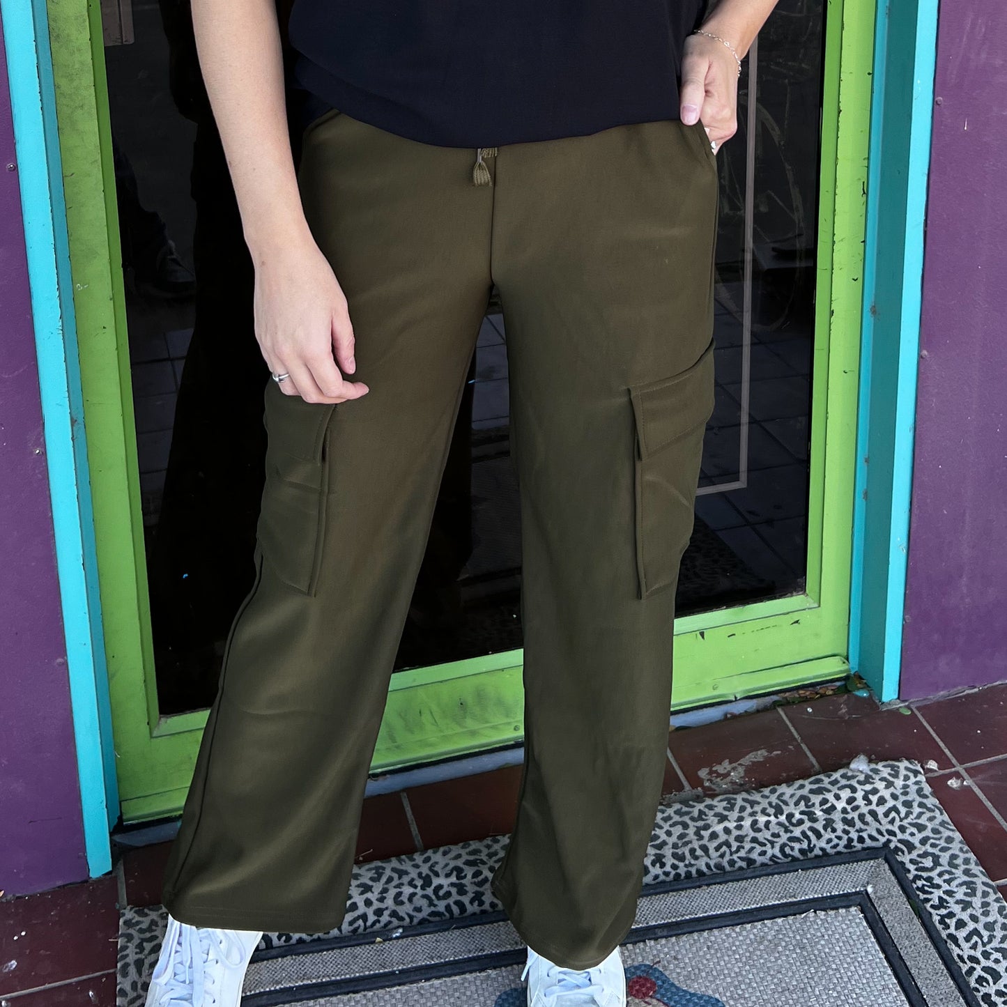 Olive Cargo Athletic Pants