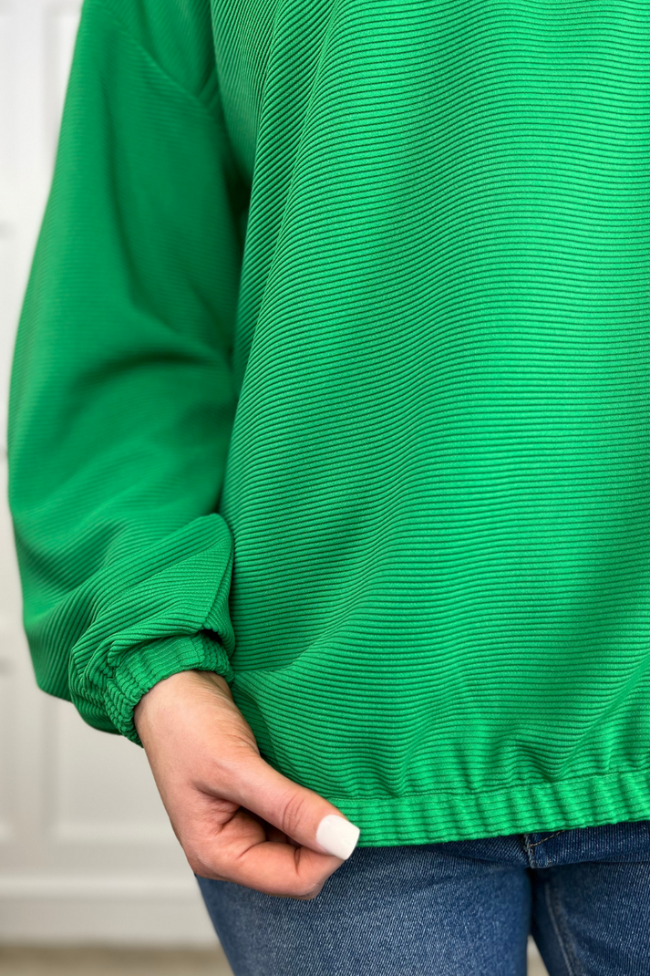 Levi Ribbed Quarter Zip Pullover - Green