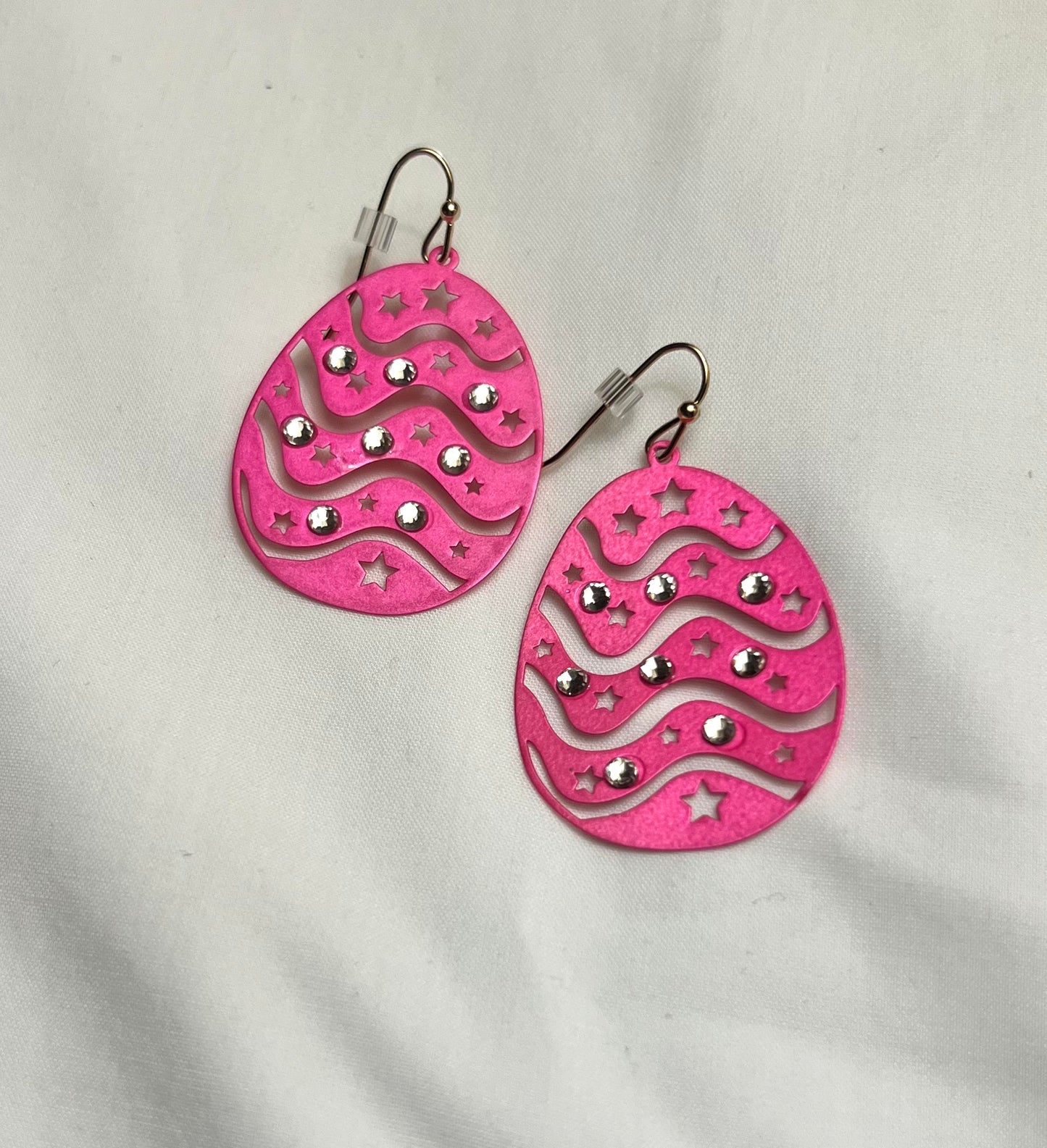 Pink Metal Easter Egg Earrings