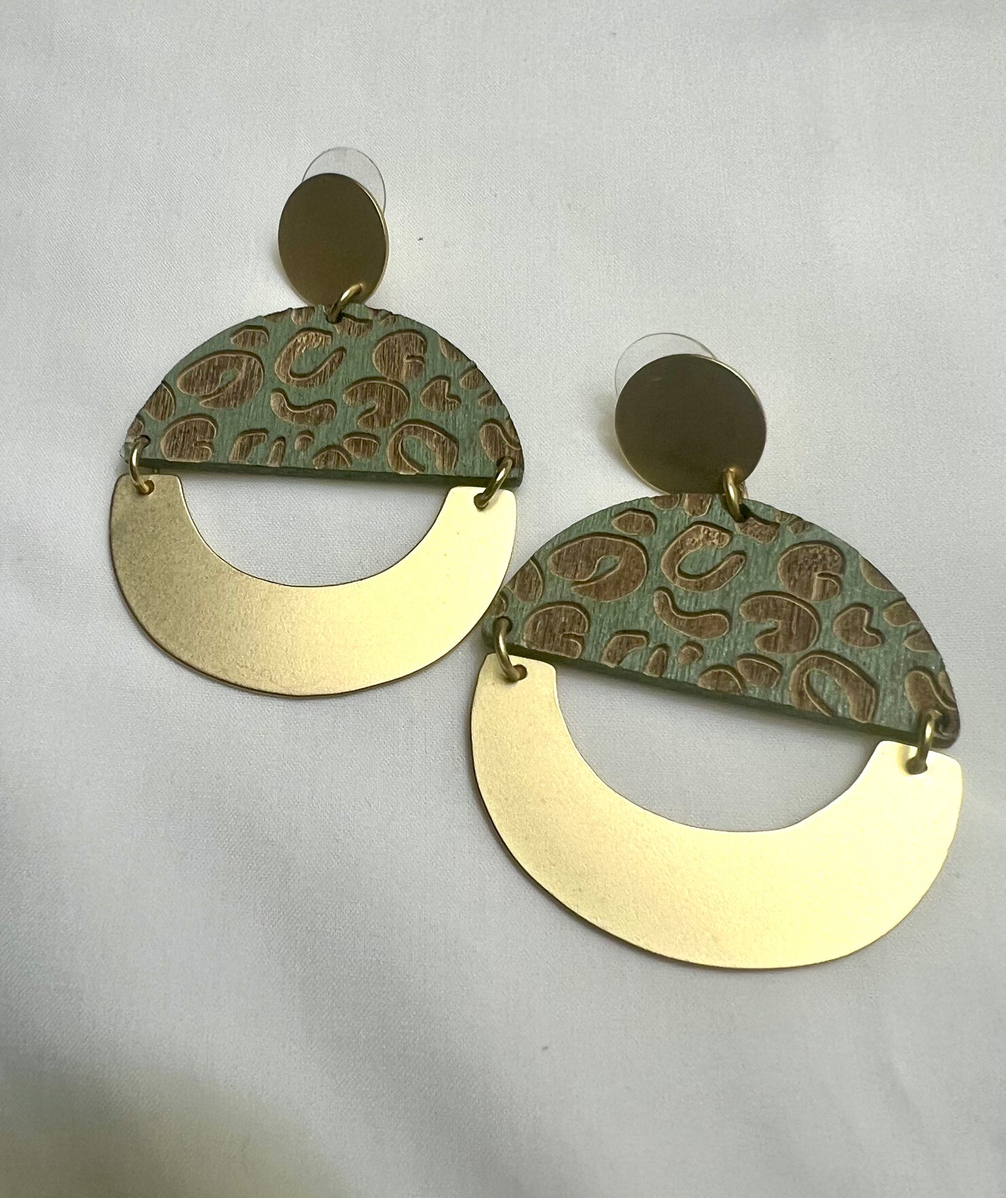 Sage Leopard Print Earrings