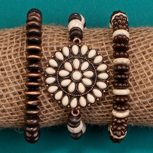 Ivory and Copper Squash Blossom Bracelets