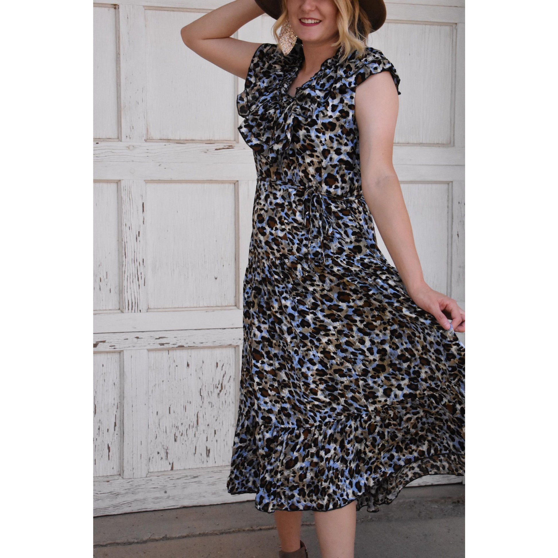 Gracie Leopard Ruffle Dress Dress