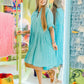 Ella Dress - Turquoise Short Sleeve Hi Low Dress