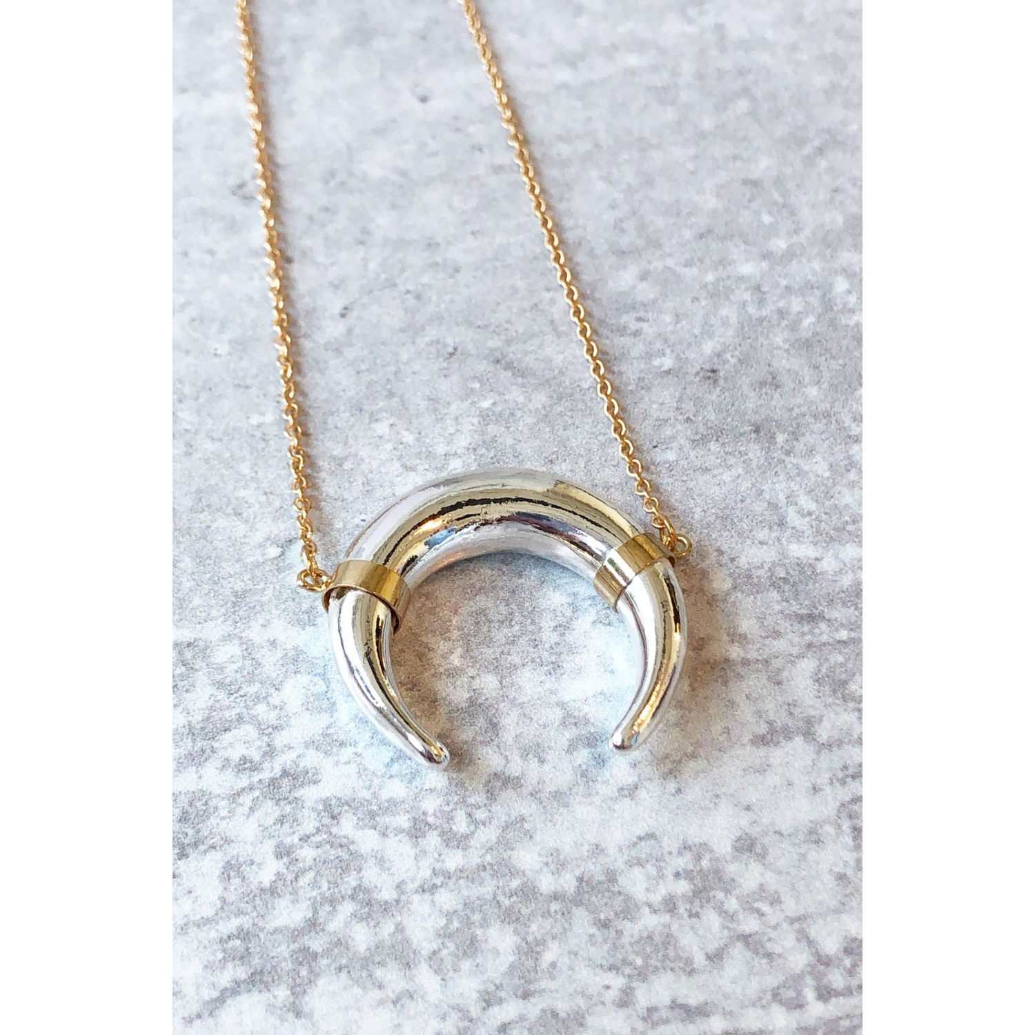 Two Tone Horn Necklace Necklace